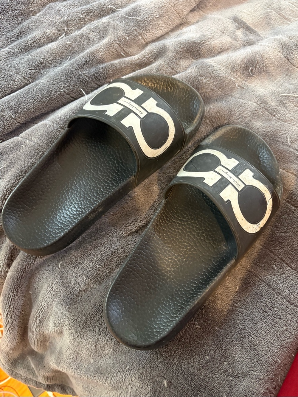 Salvatore Ferragamo Black Logo Slide